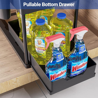 Unter-Waschbecken Regal 2 Etagen Küchen Arbeitsplatte Organizer Schwarz