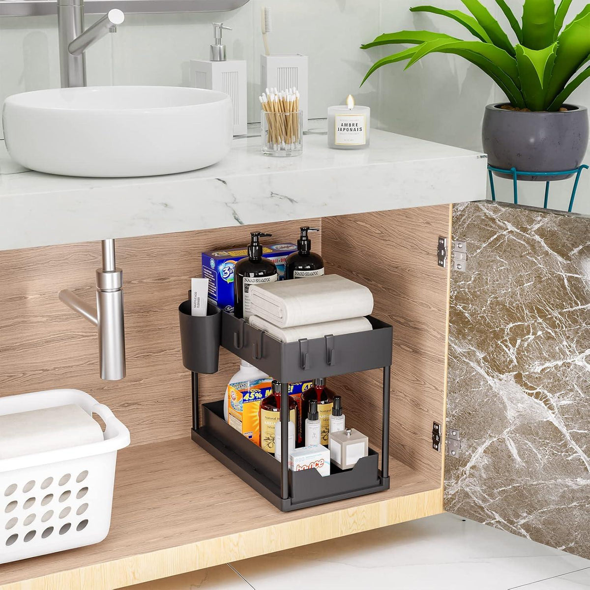Unter Waschbecken Regal 2 Etagen Küchen Organizer - Schwarz