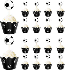 Fußball Cupcake Topper Set 36-teilig Muffinförmchen Papier Deko
