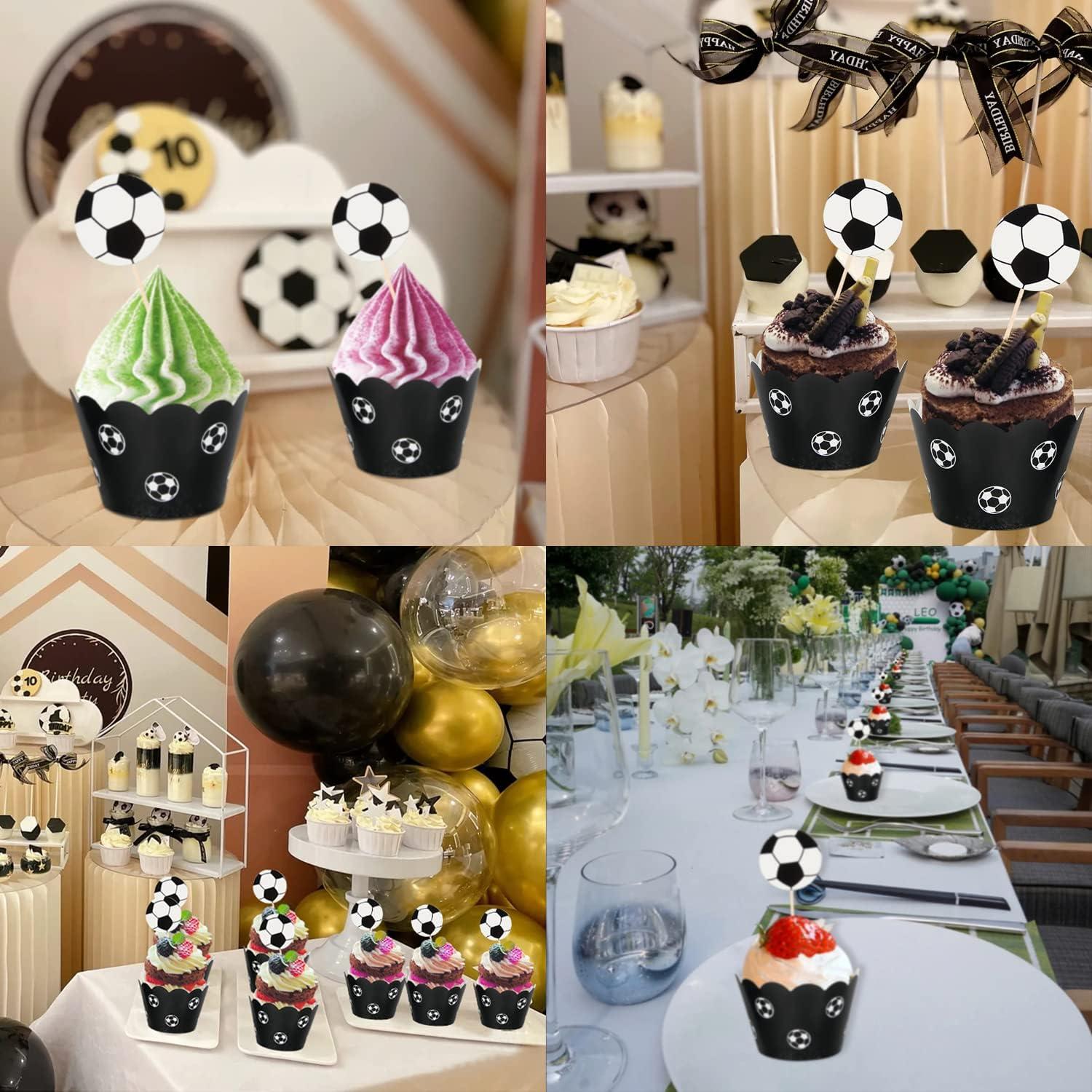 Fußball Cupcake Topper Set - 36 Stück Muffins Deko Fussball Mottoparty