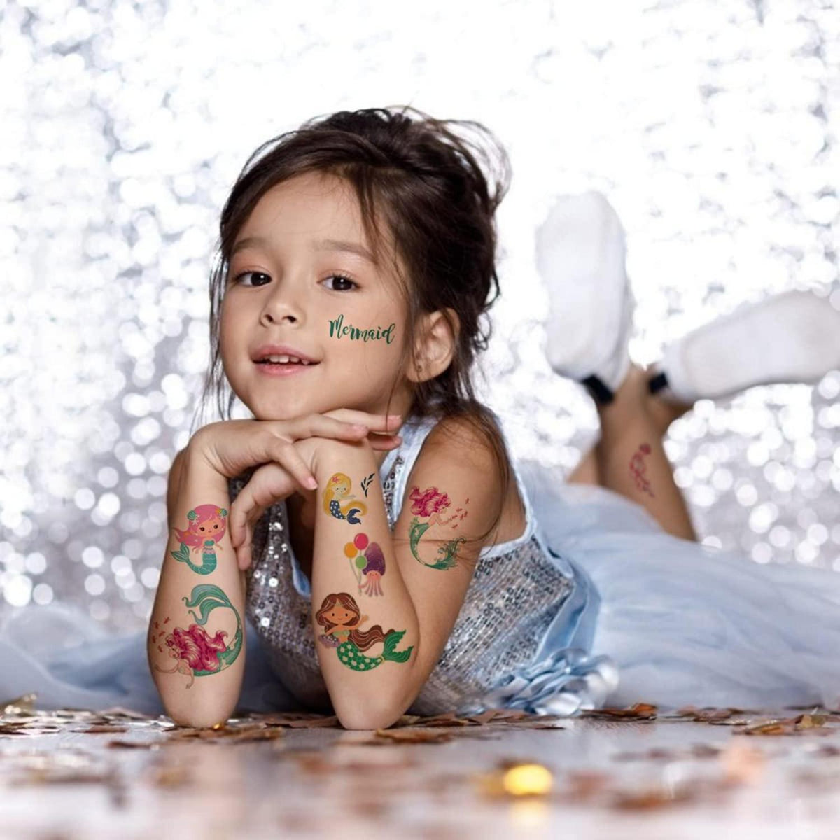 Meerjungfrau Tattoos Kinder Mädchen Leuchtende Set Kindergeburtstag Mitgebsel