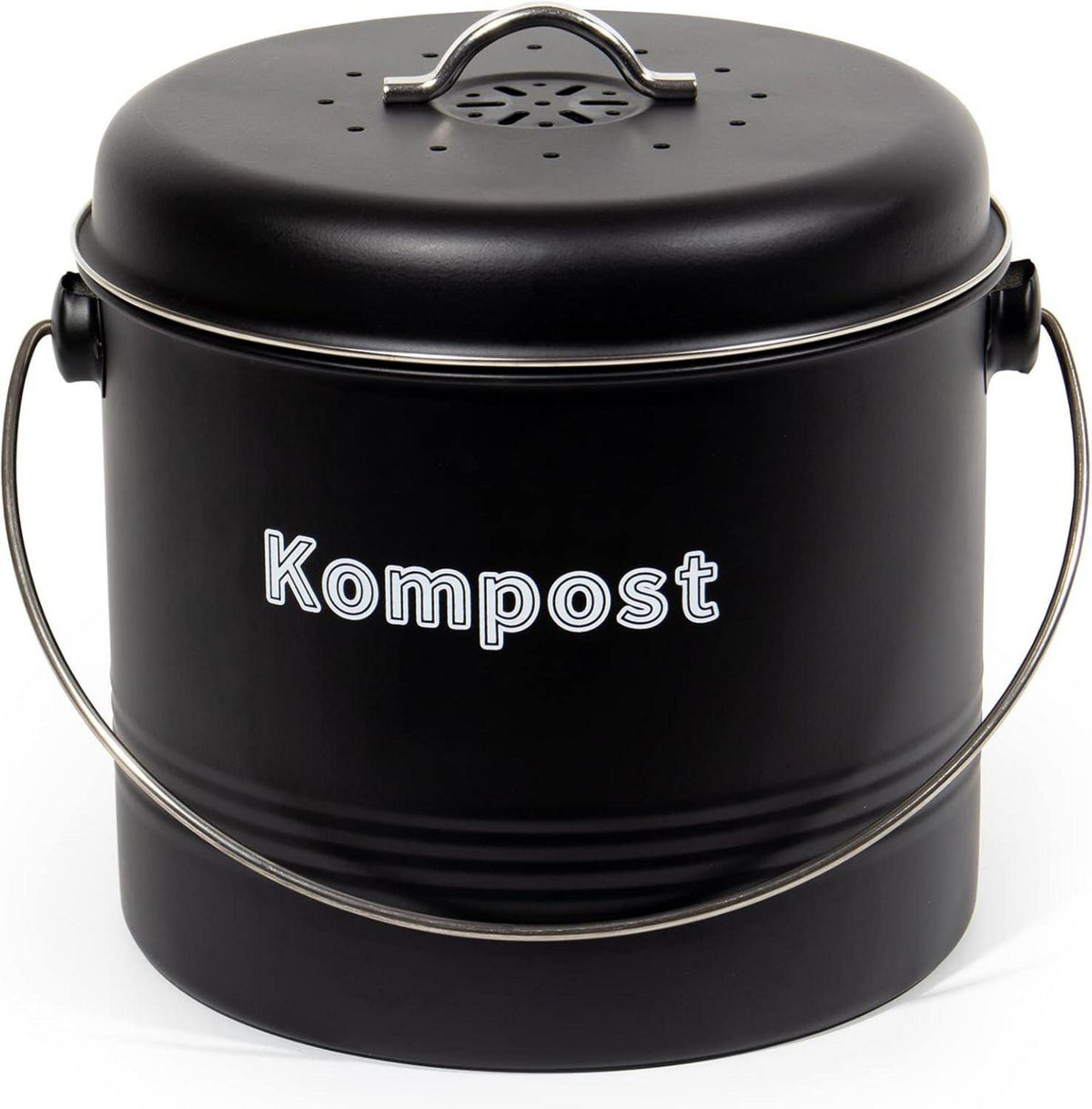 Biomülleimer 7L Geruchsdicht Aktivkohlefilter Metall Retro