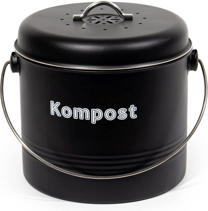 Biomülleimer 7L Geruchsdicht Aktivkohlefilter Metall Retro