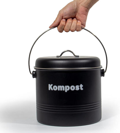 Biomülleimer Küche 7 L Aktivkohlefiltern Metall Retro Schwarz