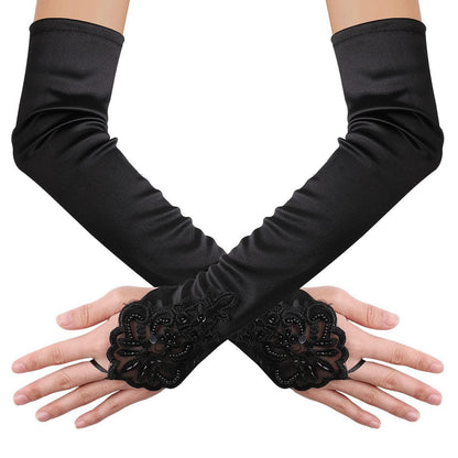Damen Lange Satin Handschuhe für Oper & Festlichkeiten