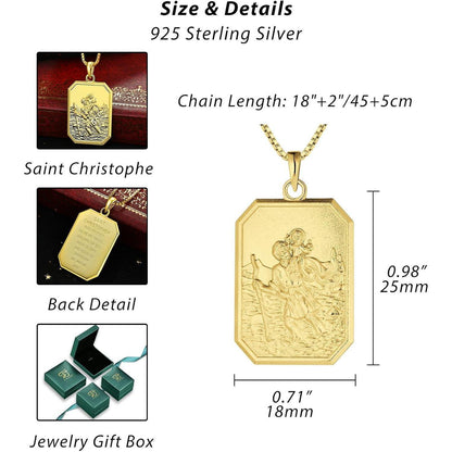 Heiliger Christophorus Kette 925 Sterling Silber vergoldet