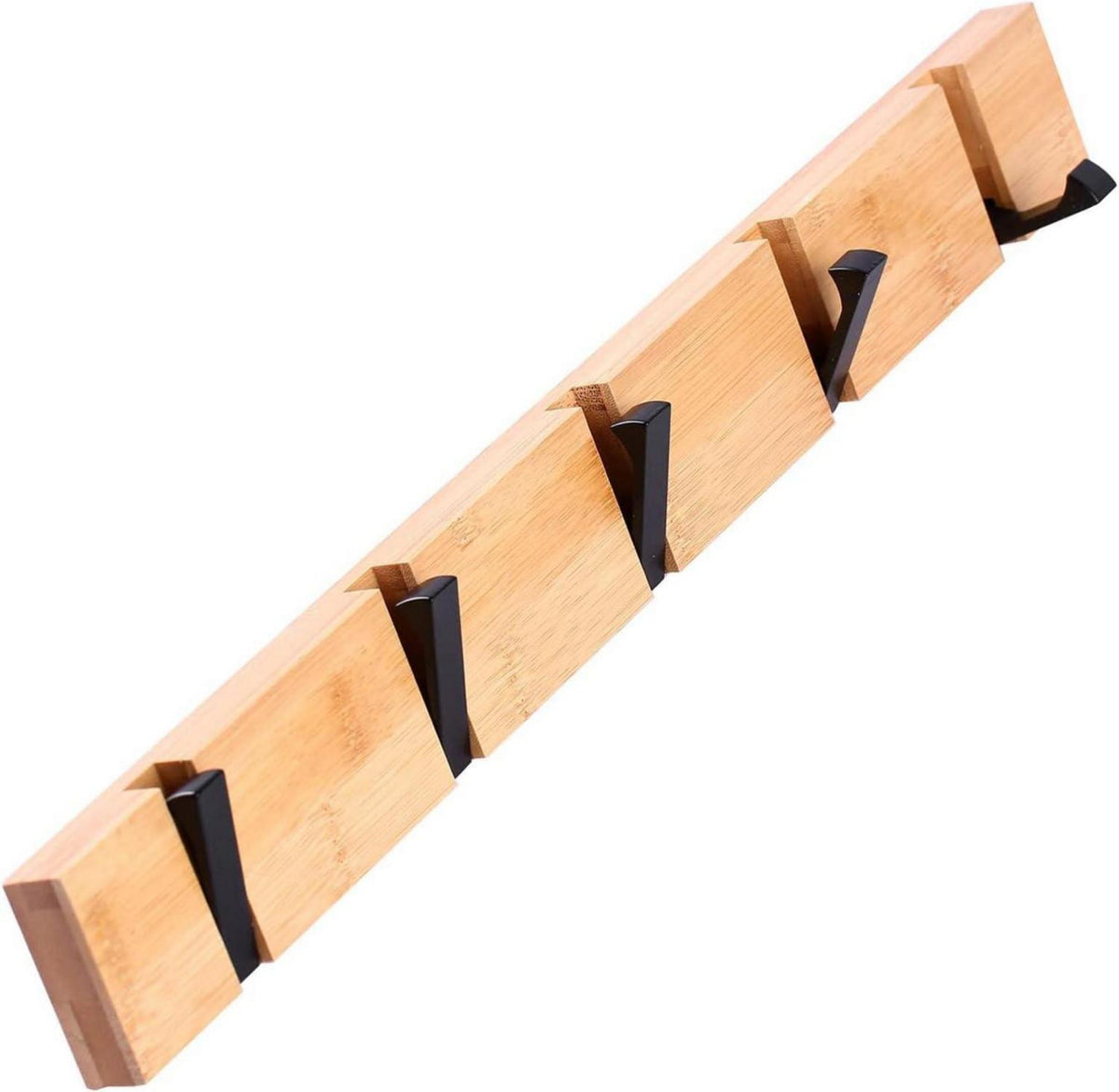 Klappbare Holz Hakenleiste für Jacken & Mäntel 5 Haken 42cm Natur