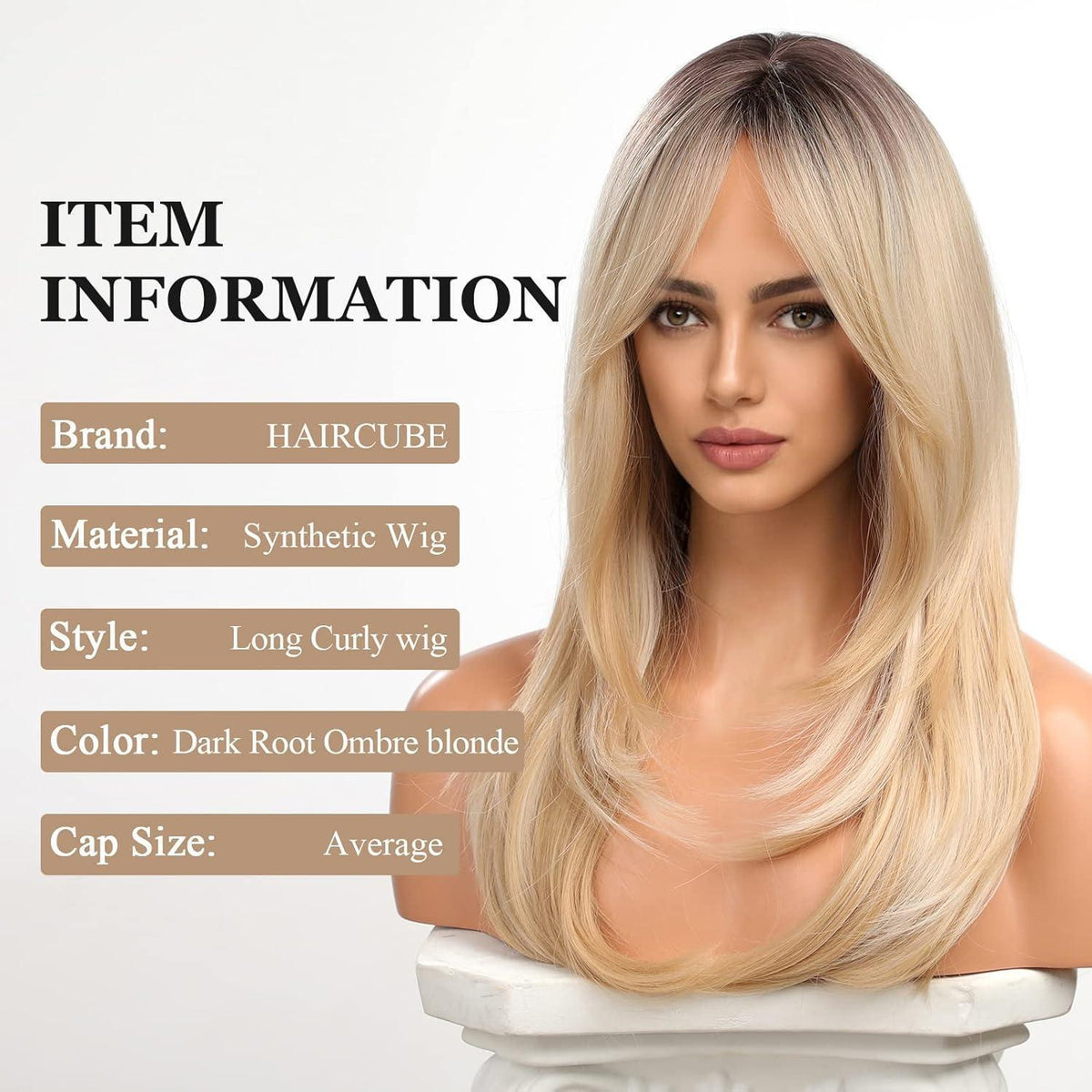 Vorhangfransen Perücke Dunkel Ombre Blond Natur Layered