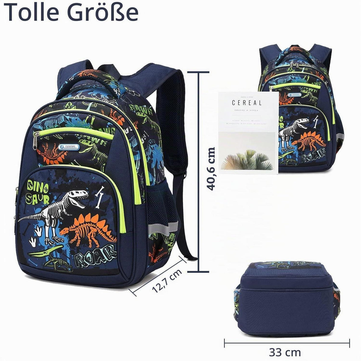 Kinderrucksack leuchtender Dinosaurier – Schulrucksack 1-7. Klasse