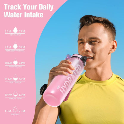 Sport Trinkflasche BPA-frei Tritan 1L Auslaufsicher Wasserflasche Yoga