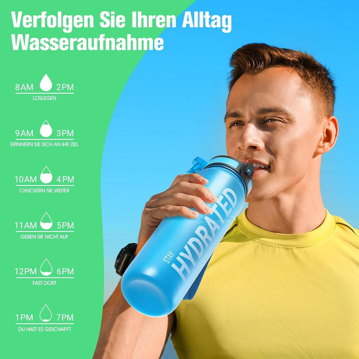 Trinkflasche Sport BPA-frei Tritan Auslaufsicher 1L Blau Soda 32oz