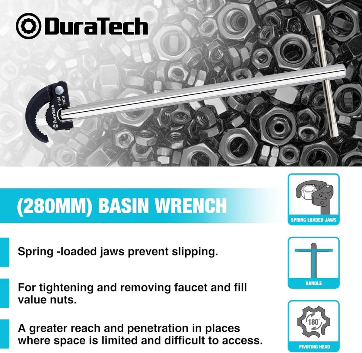 Verstellbarer Standhahnmutterschlüssel 280mm für Bad und Küche