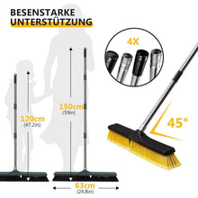Straßenbesen 142cm Edelstahl Stiel 35cm Borsten Schwarz