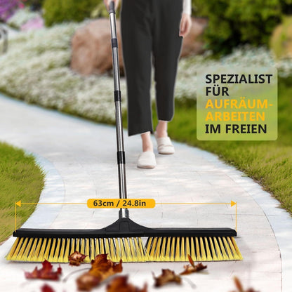 Straßenbesen 142cm Edelstahl Stiel 35cm Borsten Schwarz