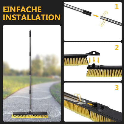 Straßenbesen 142cm Edelstahl Stiel 35cm Borsten Schwarz