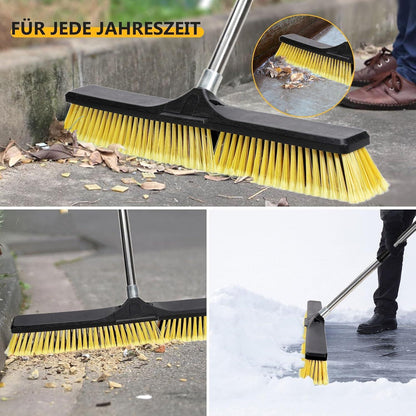 Straßenbesen 142cm Edelstahl Stiel 35cm Borsten Schwarz