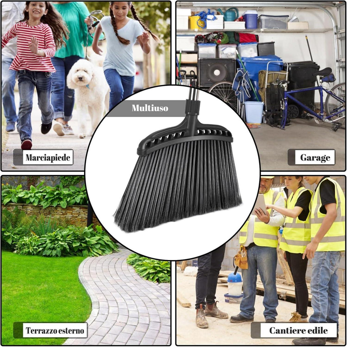 Masthome Straßenbesen mit Edelstahlstiel 142cm, 35cm Borsten - Schwarz