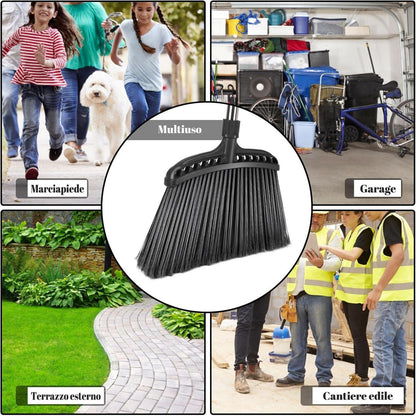 Masthome Straßenbesen mit Edelstahlstiel 142cm, 35cm Borsten - Schwarz