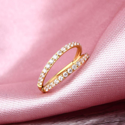 Helix Ring mit Zirkonia, 16G/20G Edelstahl, Gold