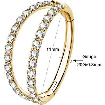 Helix Ring mit Zirkonia, 16G/20G Edelstahl, Gold