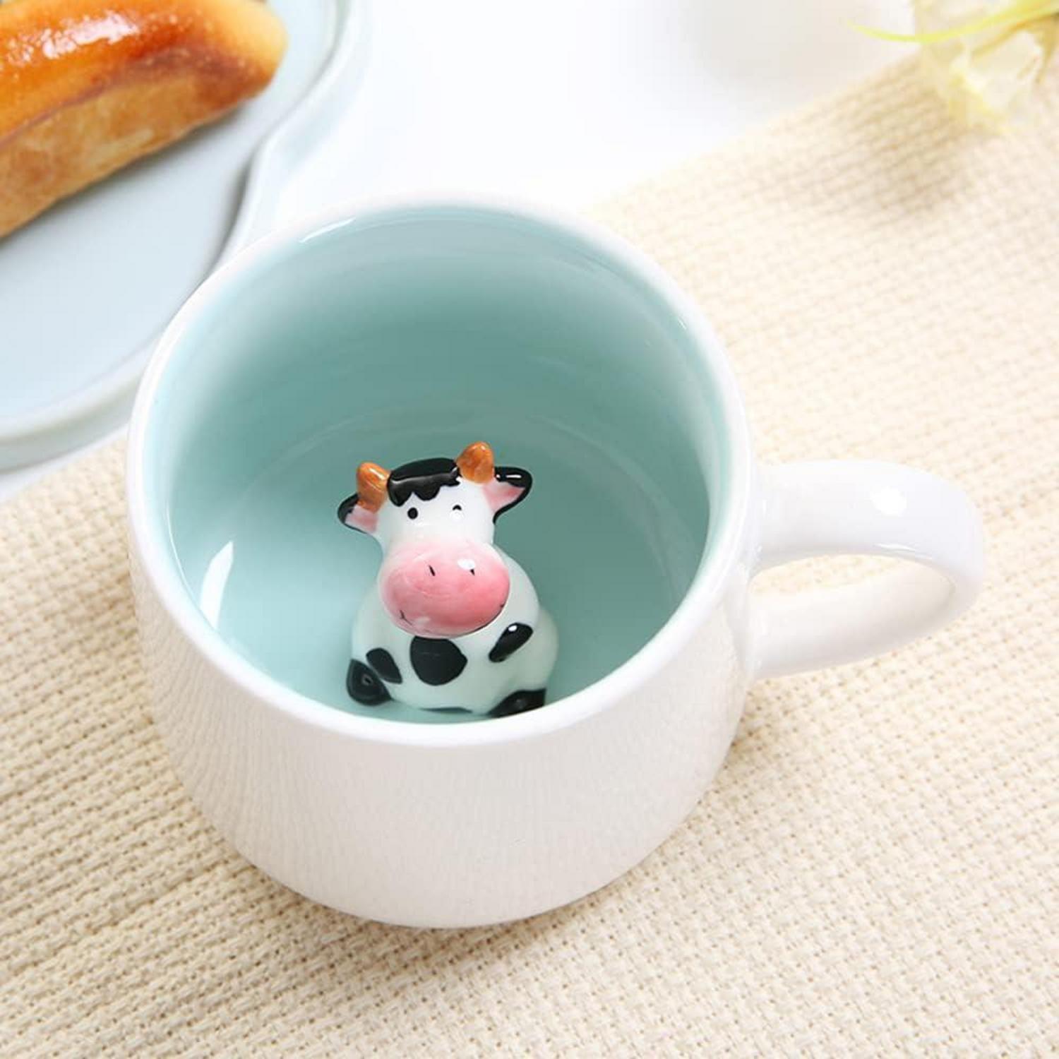 Süße Kuh Kaffeebecher aus Keramik, 3D Tier, Tee Geschenk