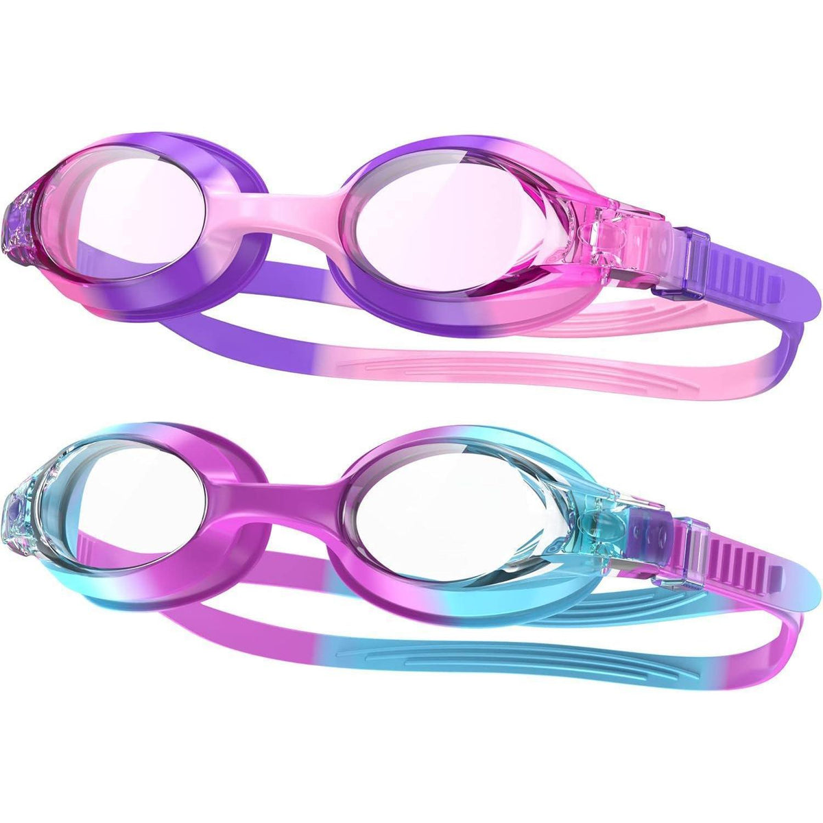 Kinder Schwimmbrille 2er-Pack UV-Schutz Anti-Beschlag Rosa+Lila