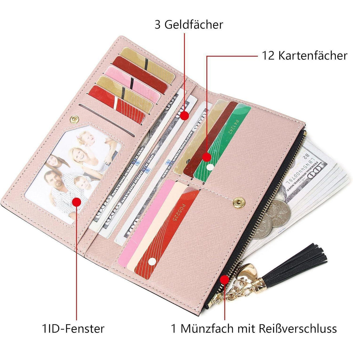 Kleine Damen Handtasche Schwarz Schultertasche mit Reißverschluss