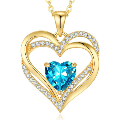 Damen Halskette Herz mit Geburtsstein 925 Sterling Silber