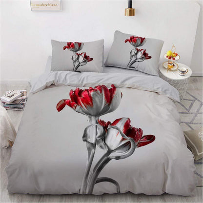 Vintage Blumen Bettwäsche Set 135x200 cm, Grau