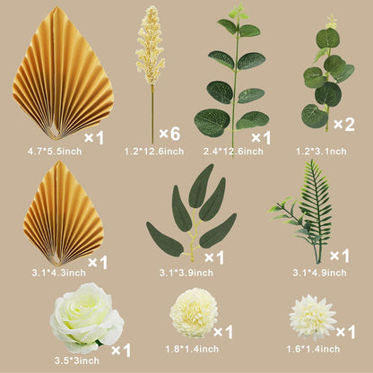 Boho Tortenaufsatz Dekoration Blume Gold Palmenblätter Rose