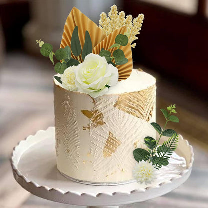 Boho Tortenaufsatz Dekoration 16-teilig Naturmaterialien Gold Blume