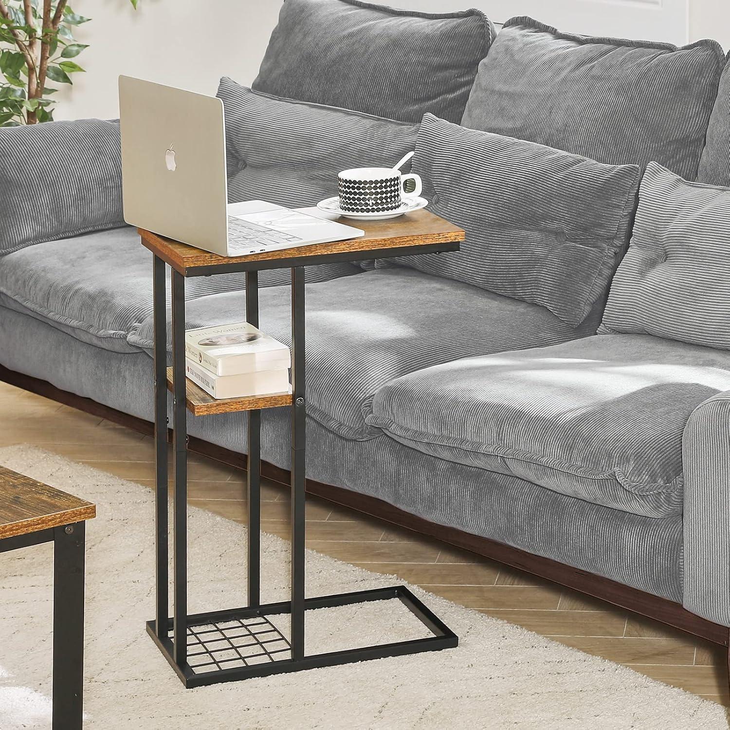 YMYNY Beistelltisch C-Form Kaffeetisch Vintage Design