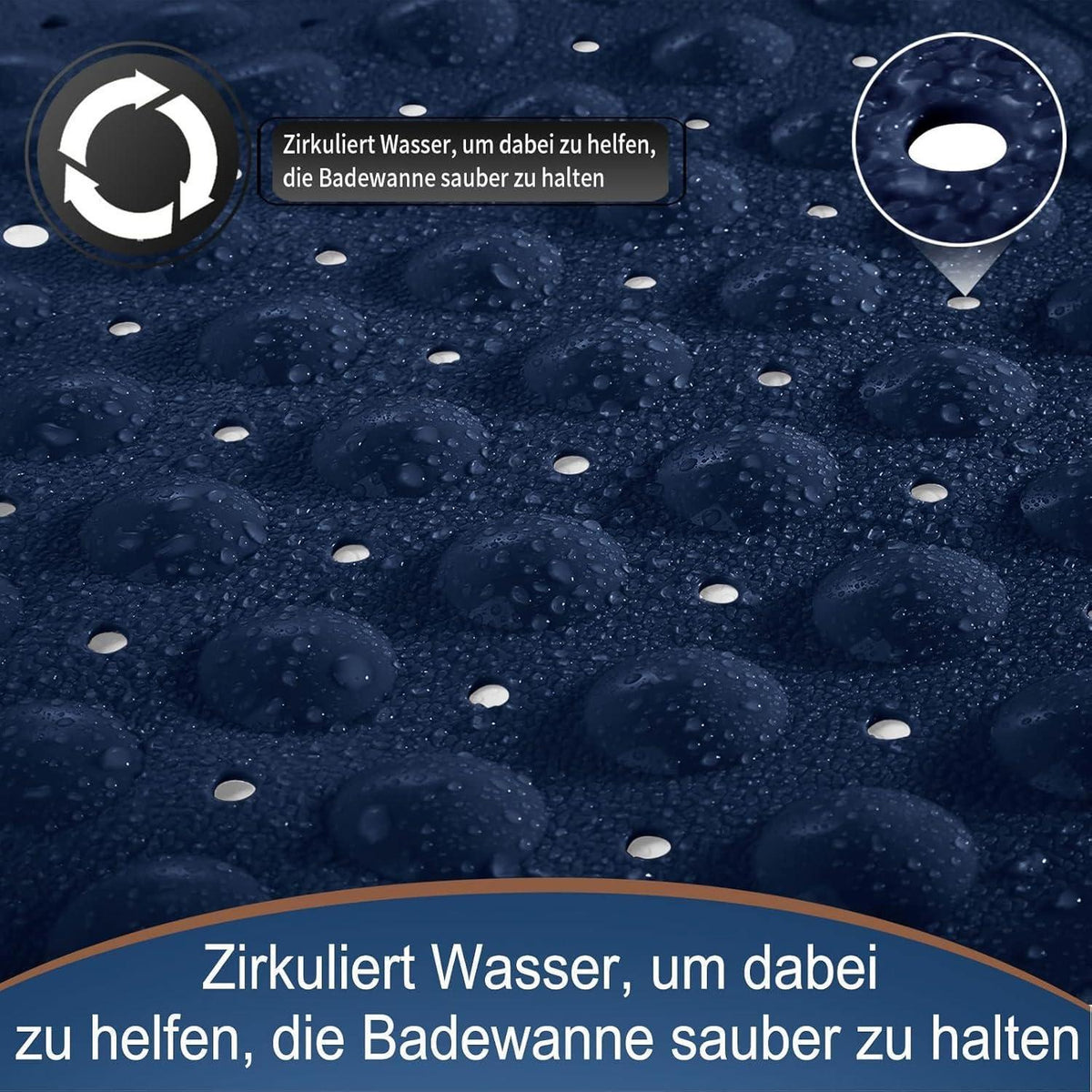 Badewannenmatte extra lang, Anti-Rutsch, Navy Blau
