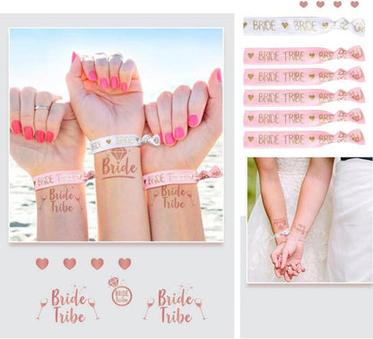 JGA Becher Set Bride Tribe Cups Strohhalme Armbänder Tattoo