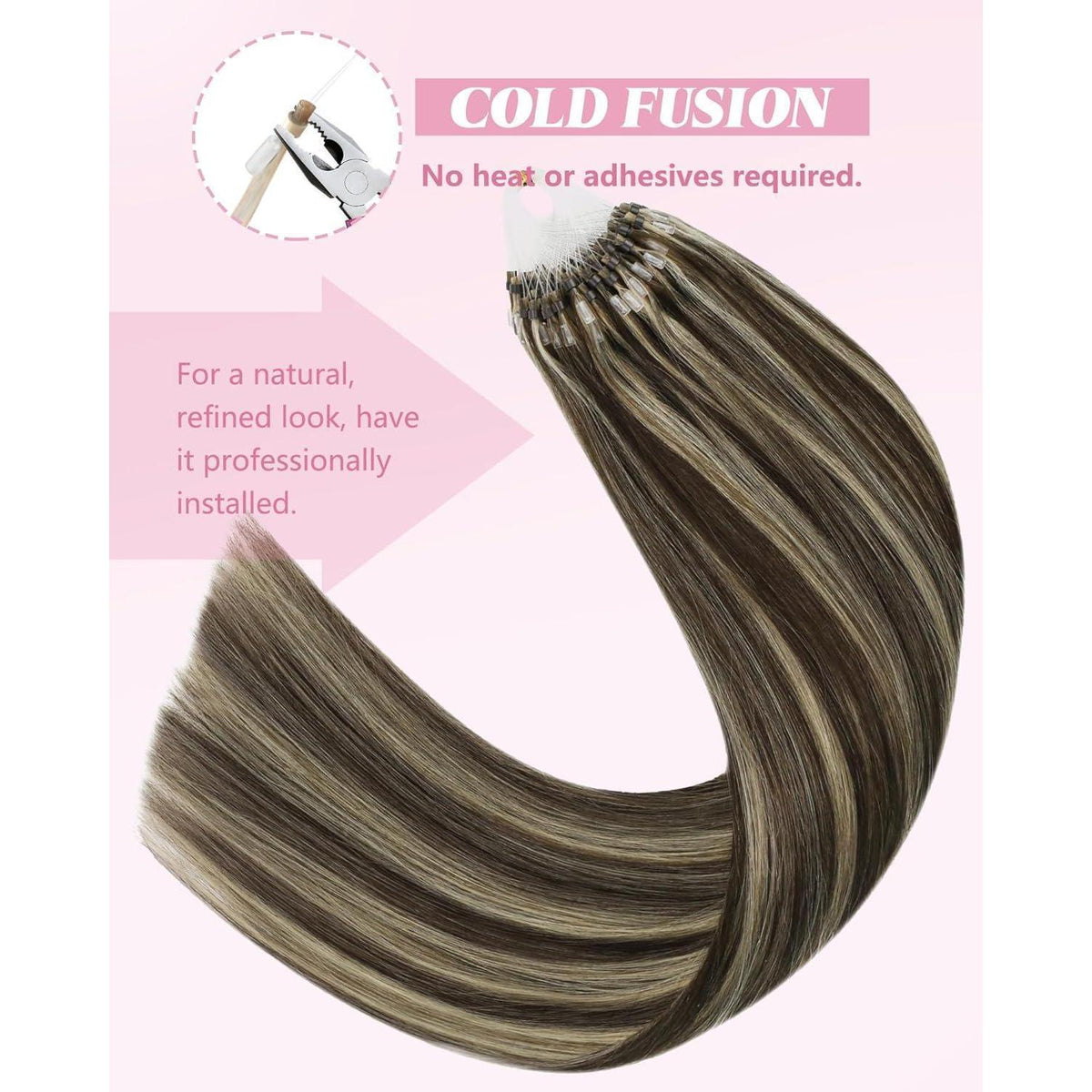 Echthaar Microring Extensions Braun 60 cm – Remy Glatt