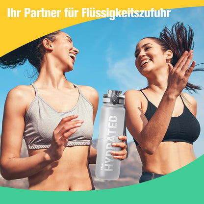 Sport Trinkflasche BPA-frei Tritan 1L Auslaufsicher Grau_nb