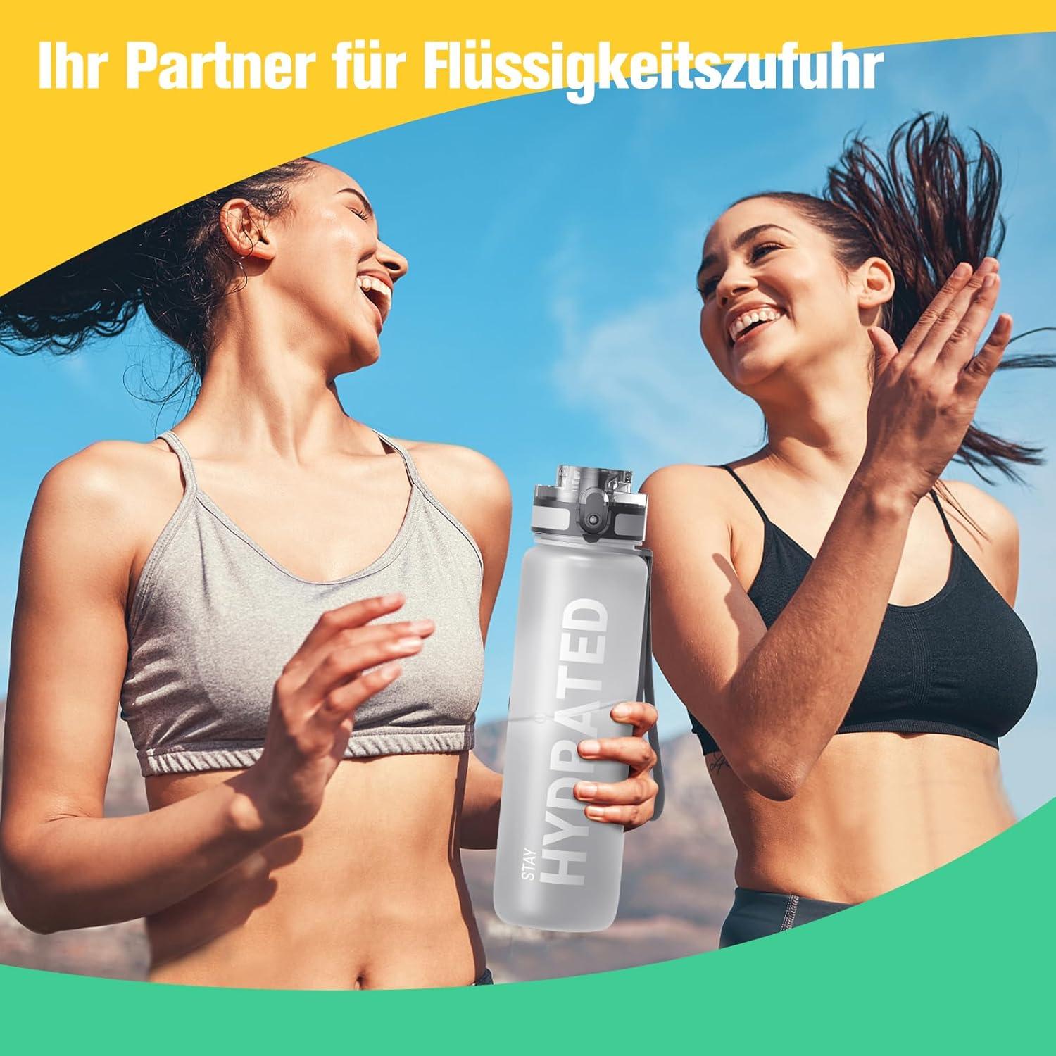 Sahara Sailor Trinkflasche Sport BPA-frei Tritan 1000ml Grau Neblig