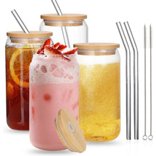 XL Cocktailgläser mit Deckel und Glasstrohalme 550ml 4x Set