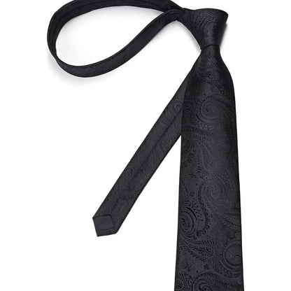 Herren Krawatten Set Paisley mit Einstecktuch & Manschettenknöpfen