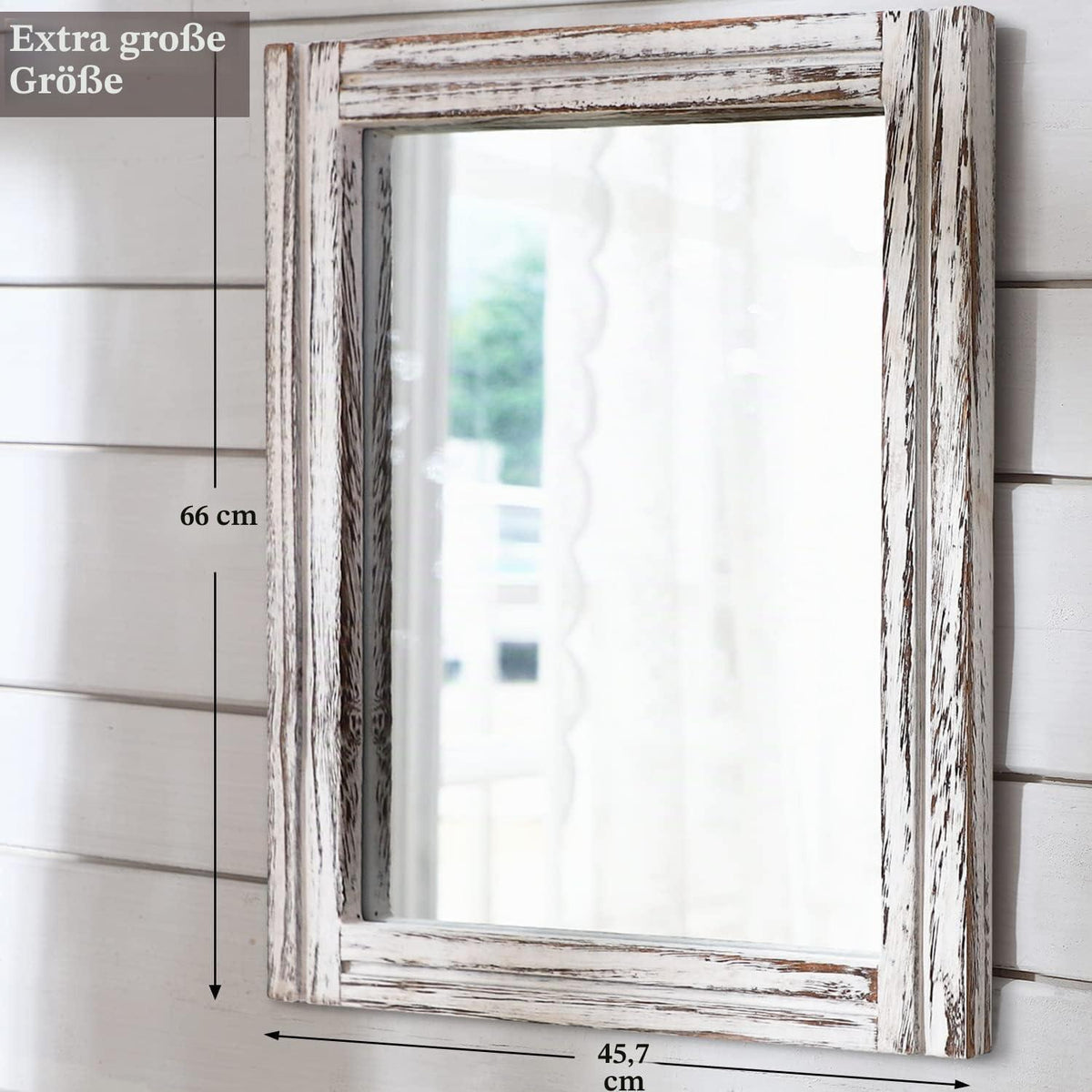 Rustikaler Wandspiegel Holz 65x45 cm – Bauernhaus Deko Spiegel