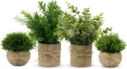 Künstliche Eukalyptus Pflanzen 4 Stück Deko Set