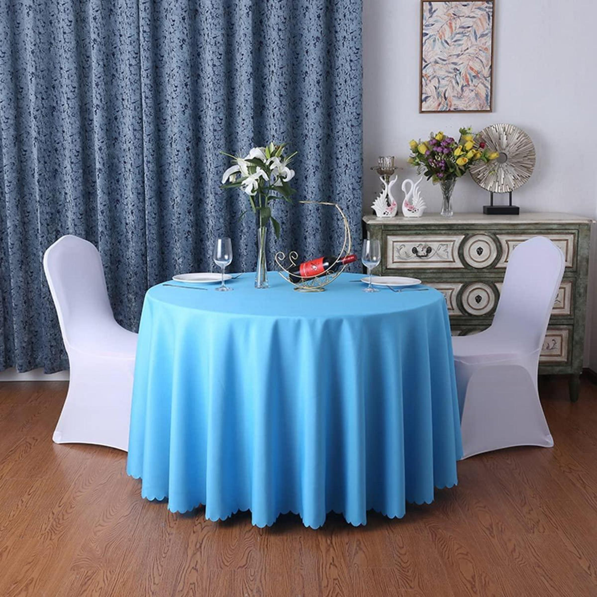 Runde Tischdecke Blau 360cm – Küchentisch, Couchtisch, Party