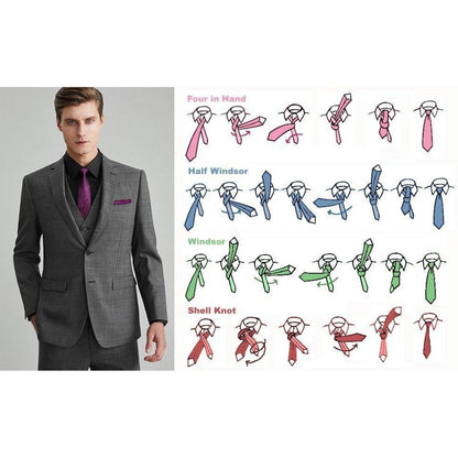 Herren Krawatten-Set mit Einstecktuch und Krawattennadel – Rosa Paisley