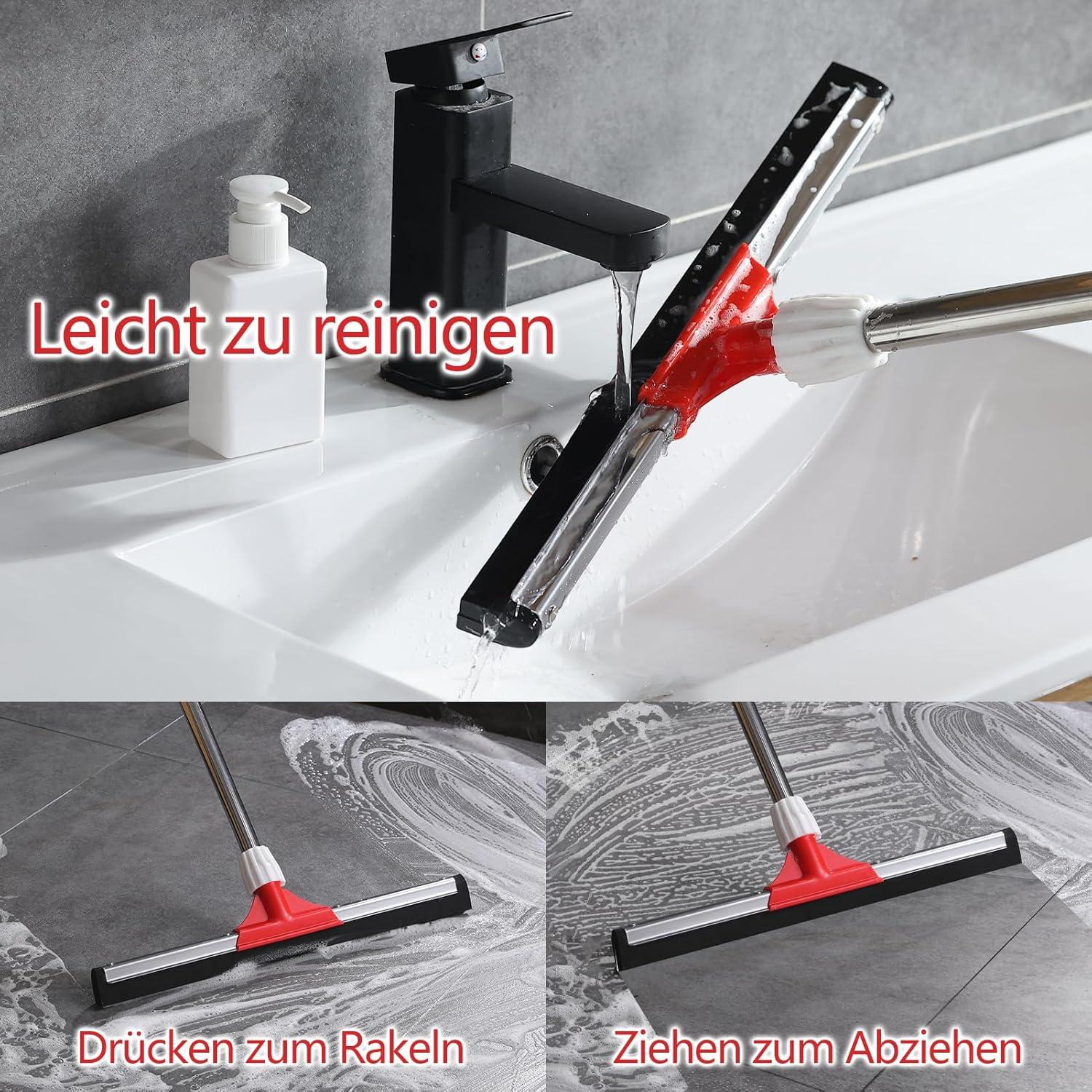 43cm Wasserschieber Bodenwischer mit Verlängertem Stiel Nasser Boden