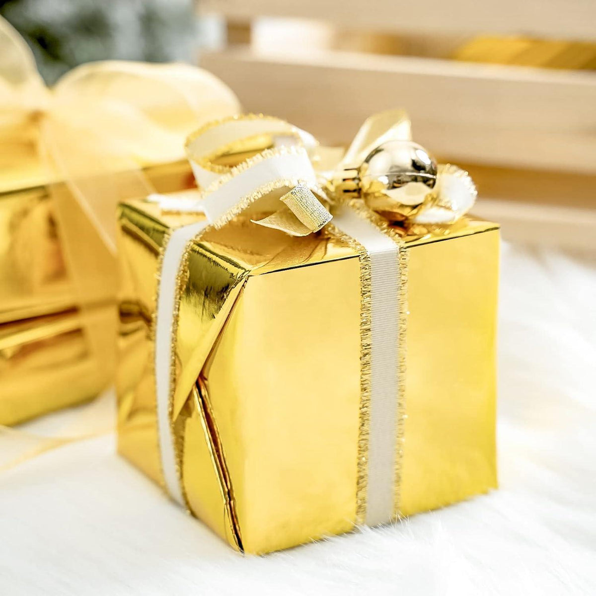Goldfarbenes Geschenkpapier – Metallic, 44,5 cm x 10 m