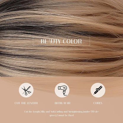 Gerade Bob Perücke mit Pony – Braun Ombre Blond
