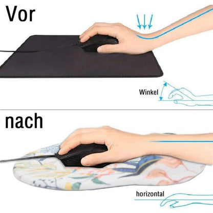 Ergonomisches Mauspad mit Handauflage & Gelkissen – Blume auf Weiß