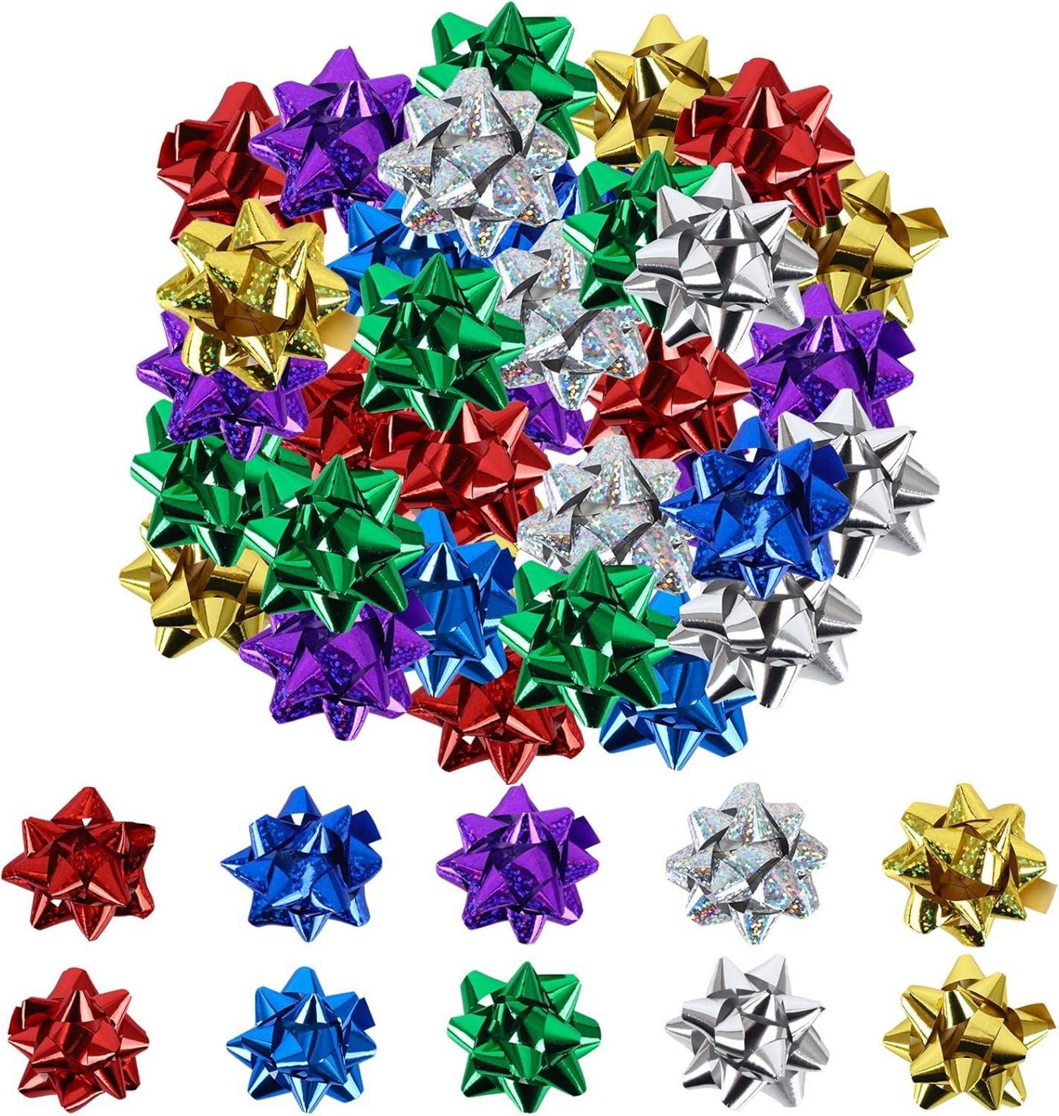 50 Stück Metallic Geschenkschleifen für Weihnachten und Geburtstag