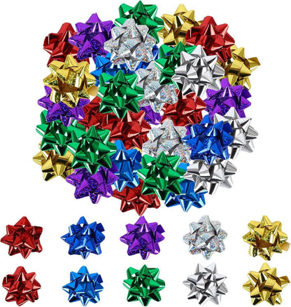 50 Stück Metallic Geschenkschleifen für Weihnachten und Geburtstag