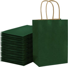 15x8x21 cm Grüne Kraftpapiertüten mit Griffen, 25